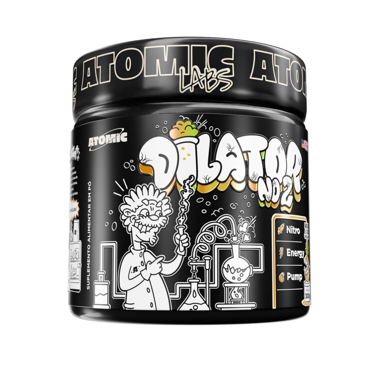 Pré Treino Noturno Sem Cafeína Dilator NO2 300g Atomic Labs